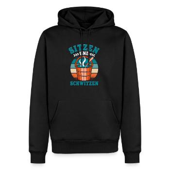 Sauna - Männer Premium Bio Hoodie - Schwarz - Vorne - Nico (187cm)
