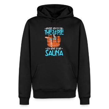 Sauna - Männer Premium Bio Hoodie - Schwarz - Vorne - Nico (187cm)