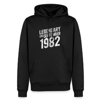 40th Birthday Gift Legendary Since September 1982 - Männer Premium Bio Hoodie - Schwarz - Vorne - Nico (187cm)