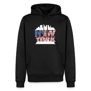 new york drapeau design - Sweat à capuche Premium bio Homme - noir - Devant - Nico (187cm)