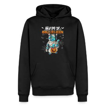 Halloween Katze Mumie - Männer Premium Bio Hoodie - Schwarz - Vorne - Nico (187cm)