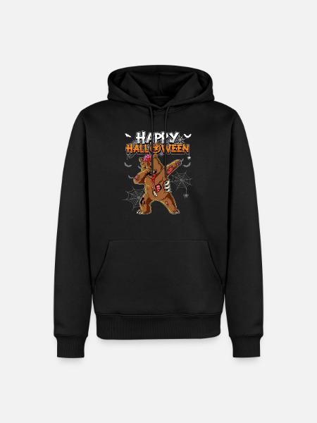 Halloween Bär Zombie - Männer Premium Bio Hoodie - Schwarz