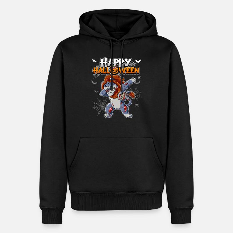 Halloween Lion Zombie - Sweat à capuche Premium bio Homme - noir