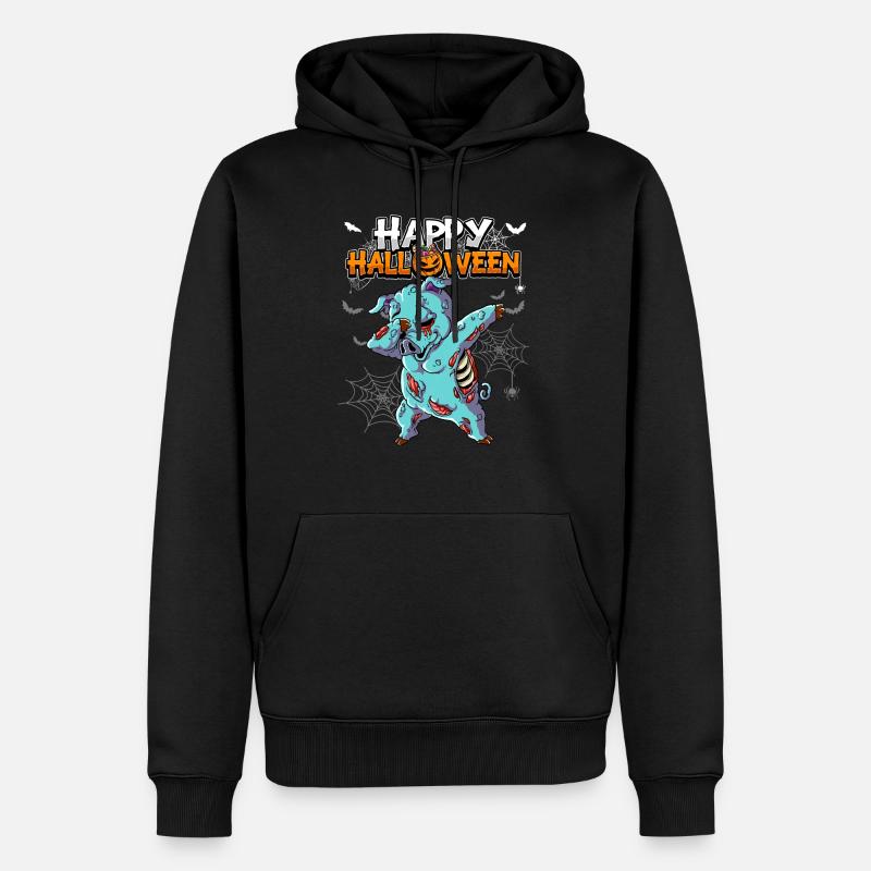 Halloween Cochon Zombie - Sweat à capuche Premium bio Homme - noir