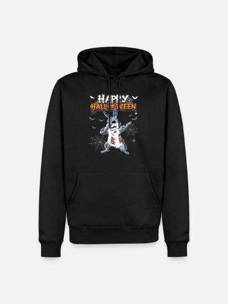Halloween Hase Zombie - Männer Premium Bio Hoodie - Schwarz