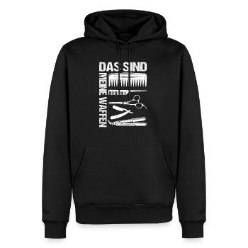 Friseur Barber - Das sind meine Waffen Geschenkide - Männer Premium Bio Hoodie - Schwarz - Vorne - Nico (187cm)