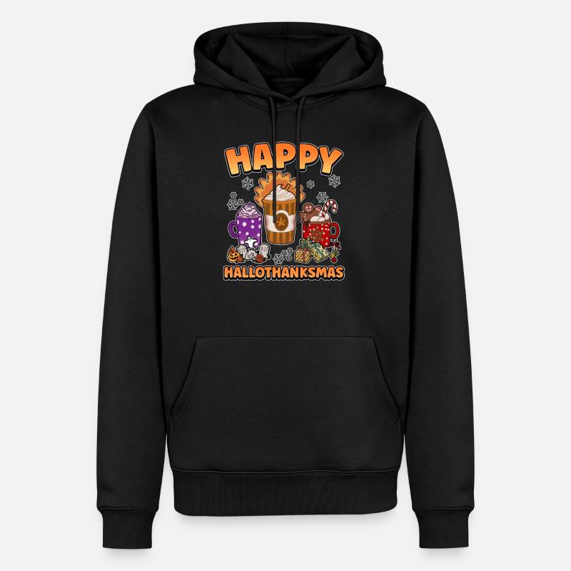 Hallothanksmas Café Latte Halloween Noël - Sweat à capuche Premium bio Homme - noir