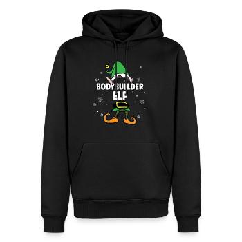 Bodybuilder Elf Partnerlook Weihnachten - Männer Premium Bio Hoodie - Schwarz - Vorne - Nico (187cm)