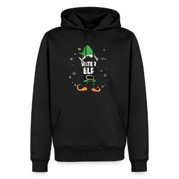 Vater Elf Partnerlook Weihnachten - Männer Premium Bio Hoodie - Schwarz - Vorne - Nico (187cm)