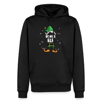 Bonus Elf Partnerlook Weihnachten - Männer Premium Bio Hoodie - Schwarz - Vorne - Nico (187cm)