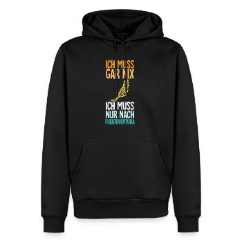 Ich Muss Gar Nix Ich Muss Nur Nach Fuerteventura - Männer Premium Bio Hoodie - Schwarz - Vorne - Nico (187cm)