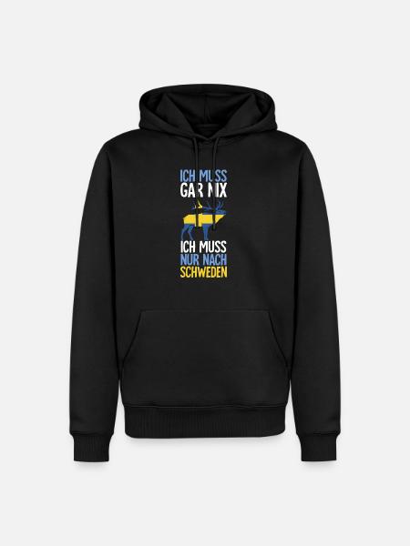 Ich Muss Gar Nix Ich Muss Nur Nach Schweden - Männer Premium Bio Hoodie - Schwarz