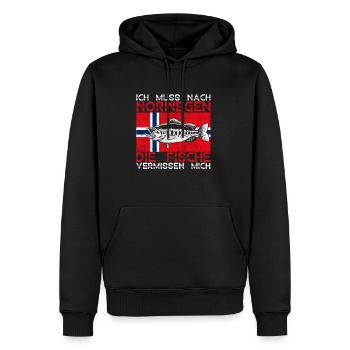 Ich muss nach NORWEGEN - Fische vermissen mich Ges - Männer Premium Bio Hoodie - Schwarz - Vorne - Nico (187cm)