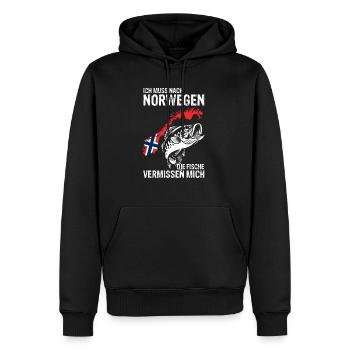 Urlaub Elche NORWEGEN die Fische vermissen mich An - Männer Premium Bio Hoodie - Schwarz - Vorne - Nico (187cm)
