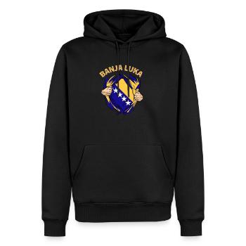 Fière Banja Luka Bosnie-Herzégovine - Sweat à capuche Premium bio Homme - noir - Devant - Nico (187cm)