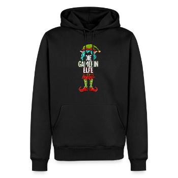 Gamerin Elfe Partnerlook Weihnachten - Männer Premium Bio Hoodie - Schwarz - Vorne - Nico (187cm)