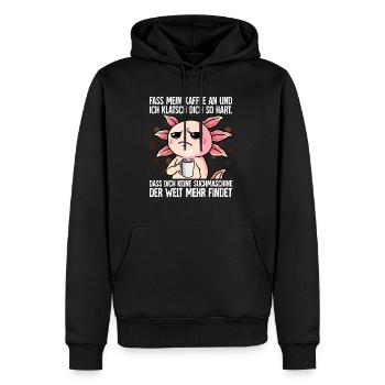 Fass mein Kaffee an und ich klatsch dich Kaffee - Männer Premium Bio Hoodie - Schwarz - Vorne - Nico (187cm)