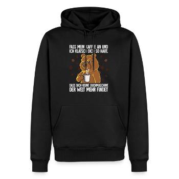 Fass mein Kaffee an und ich klatsch dich Kaffee - Männer Premium Bio Hoodie - Schwarz - Vorne - Nico (187cm)
