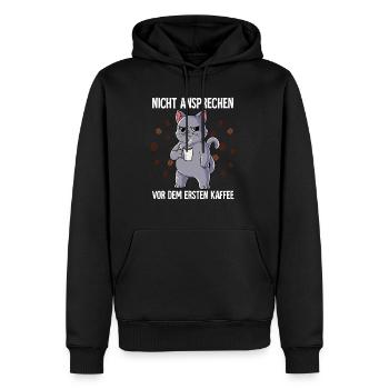 Nicht Ansprechen Vor Dem Ersten Kaffee Katze - Männer Premium Bio Hoodie - Schwarz - Vorne - Nico (187cm)