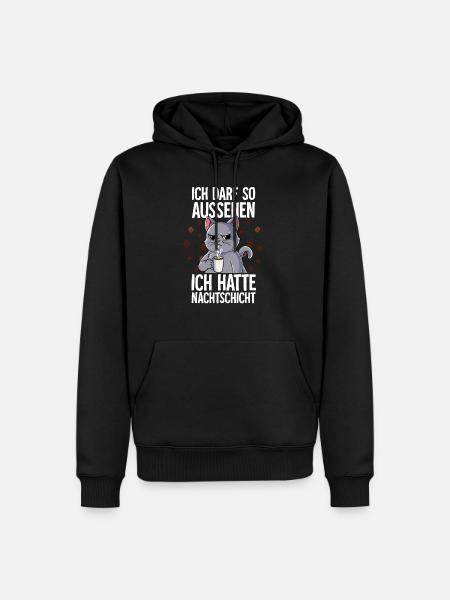 Ich Hatte Nachtschicht Kaffee Katze - Männer Premium Bio Hoodie - Schwarz