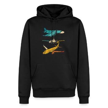 Retro Flugzeugführer Fliegen Vintage Flugzeug Pilo - Männer Premium Bio Hoodie - Schwarz - Vorne - Nico (187cm)