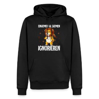 Einatmen Ausatmen Ignorieren Kaffee Löwe - Männer Premium Bio Hoodie - Schwarz - Vorne - Nico (187cm)