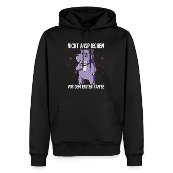 Nicht Ansprechen Vor Dem Ersten Kaffee Nilpferd - Männer Premium Bio Hoodie - Schwarz - Vorne - Nico (187cm)
