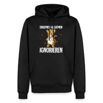 Einatmen Ausatmen Ignorieren Kaffee Leopard - Männer Premium Bio Hoodie - Schwarz - Vorne - Nico (187cm)