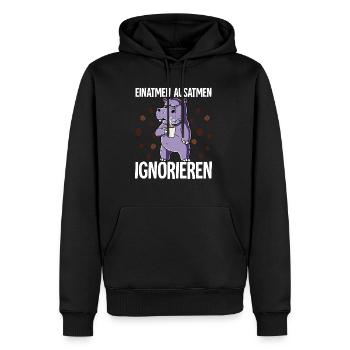 Einatmen Ausatmen Ignorieren Kaffee Nilpferd - Männer Premium Bio Hoodie - Schwarz - Vorne - Nico (187cm)