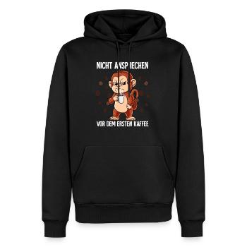 Nicht Ansprechen Vor Dem Ersten Kaffee Affe - Männer Premium Bio Hoodie - Schwarz - Vorne - Nico (187cm)