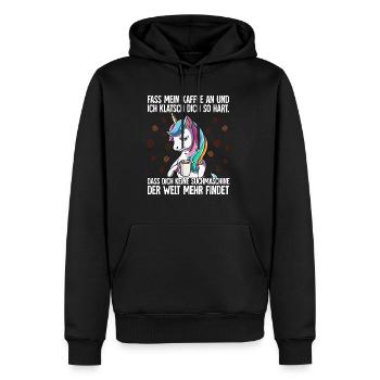 Fass mein Kaffee an und ich klatsch dich Kaffee - Männer Premium Bio Hoodie - Schwarz - Vorne - Nico (187cm)