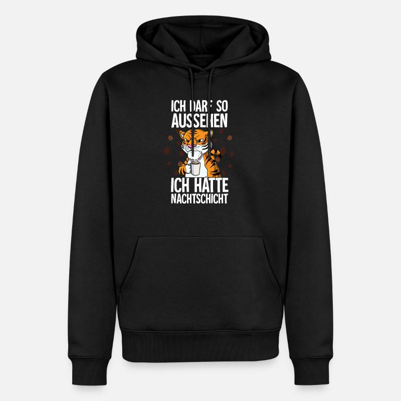 Ich Hatte Nachtschicht Kaffee Tiger - Männer Premium Bio Hoodie - Schwarz
