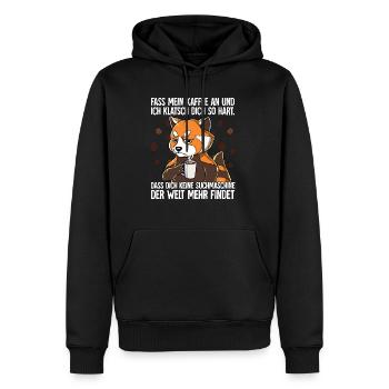 Fass mein Kaffee an und ich klatsch dich Kaffee - Männer Premium Bio Hoodie - Schwarz - Vorne - Nico (187cm)