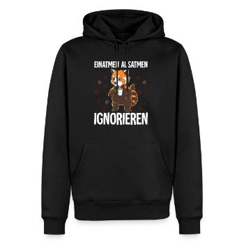 Einatmen Ausatmen Ignorieren Kaffee Roter Panda - Männer Premium Bio Hoodie - Schwarz - Vorne - Nico (187cm)