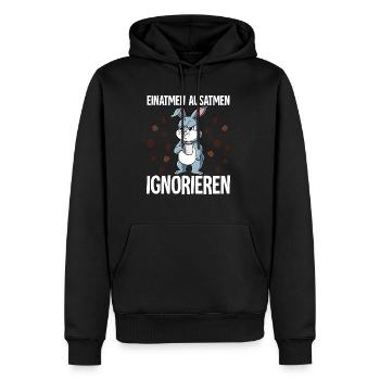 Einatmen Ausatmen Ignorieren Kaffee Hase - Männer Premium Bio Hoodie - Schwarz - Vorne - Nico (187cm)