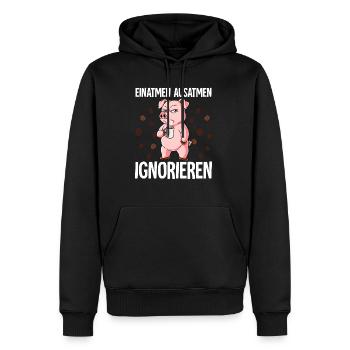 Einatmen Ausatmen Ignorieren Kaffee Schwein - Männer Premium Bio Hoodie - Schwarz - Vorne - Nico (187cm)