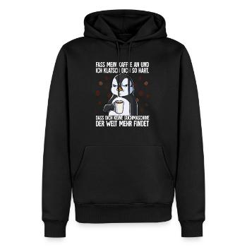 Fass mein Kaffee an und ich klatsch dich Kaffee - Männer Premium Bio Hoodie - Schwarz - Vorne - Nico (187cm)