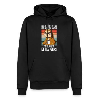 Je Déteste Les Gens Café - Sweat à capuche Premium bio Homme - noir - Devant - Nico (187cm)