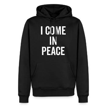 Ich komme in Frieden - Männer Premium Bio Hoodie - Schwarz - Vorne - Nico (187cm)