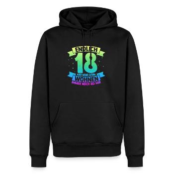 Endlich 18 Aber Meine Eltern Wohnen Immer Noch Bei - Männer Premium Bio Hoodie - Schwarz - Vorne - Nico (187cm)