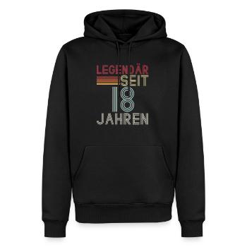 Legendär Seit 18 Jahren - Geburtstagskind Spruch F - Männer Premium Bio Hoodie - Schwarz - Vorne - Nico (187cm)