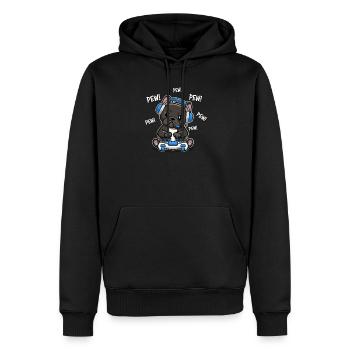 Bouledogue français noir - Sweat à capuche Premium bio Homme - noir - Devant - Nico (187cm)
