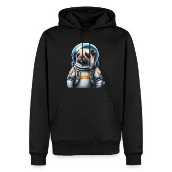 Mops Hund im Raumanzug Lustige Geschenkidee - Männer Premium Bio Hoodie - Schwarz - Vorne - Nico (187cm)