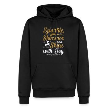 Sparkle Shimmer And Shine with Joy Christmas - Men’s Premium Organic Hoodie - black - Front - Nico (187cm)