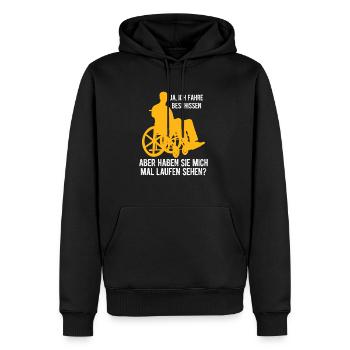 Rollstuhl Rollstuhlfahrer Lustiger Spruch Design R - Männer Premium Bio Hoodie - Schwarz - Vorne - Nico (187cm)