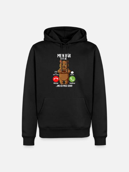 Mein Bär Ruft An - Männer Premium Bio Hoodie - Schwarz