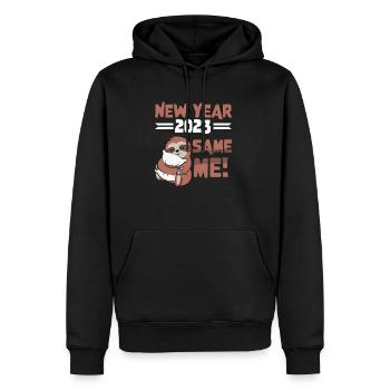 New Year 2023 Same Me! Lazy Sloth - Männer Premium Bio Hoodie - Schwarz - Vorne - Nico (187cm)