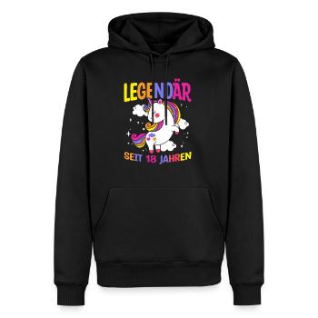 Legendär Seit 18 Jahren - Geburtstagskind Spruch F - Männer Premium Bio Hoodie - Schwarz - Vorne - Nico (187cm)