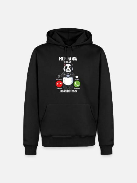 Mein Panda Ruft An - Männer Premium Bio Hoodie - Schwarz