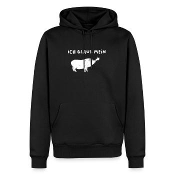 Ich glaub mein Schwein pfeift - Männer Premium Bio Hoodie - Schwarz - Vorne - Nico (187cm)